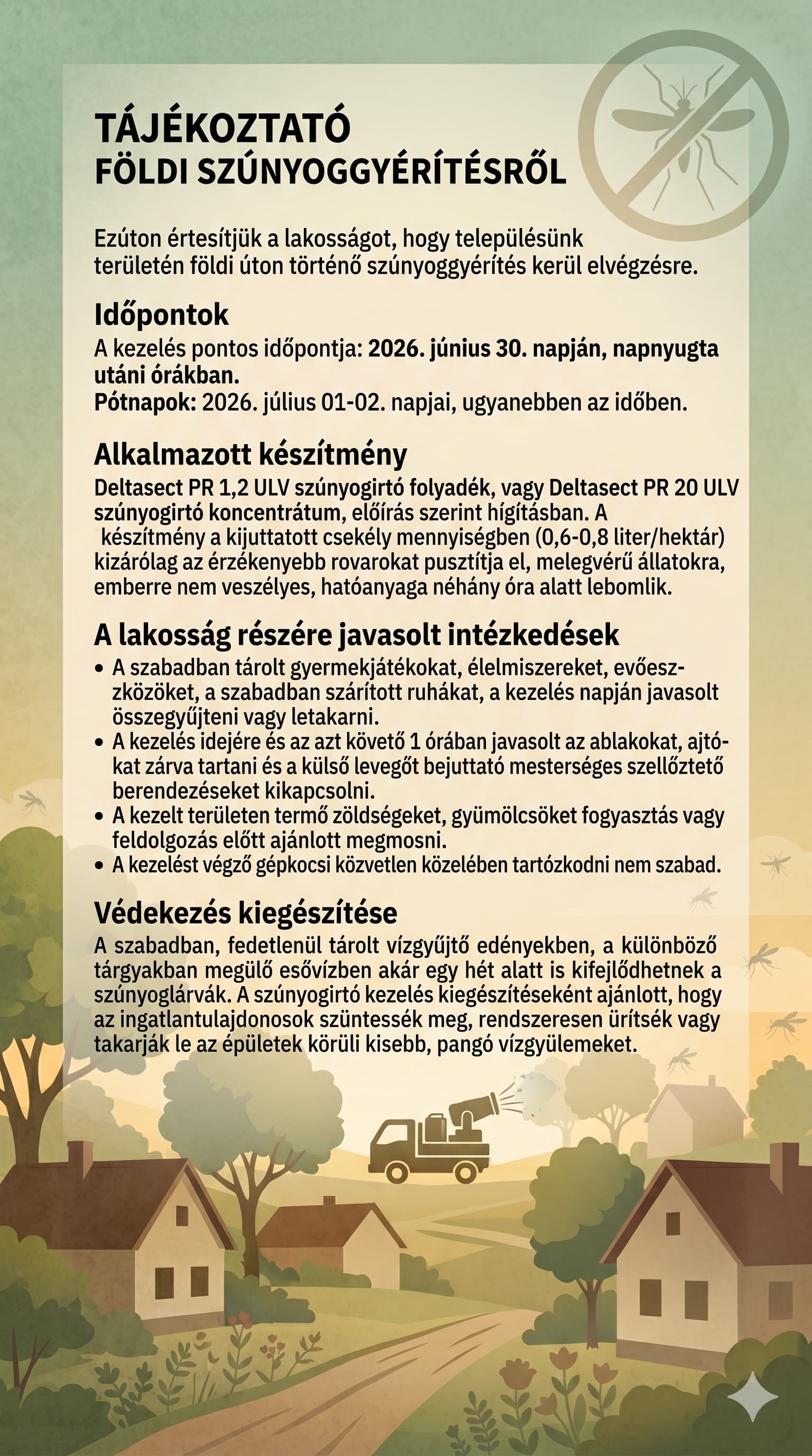 Tájékoztató kép a földi szúnyog gyérítésről